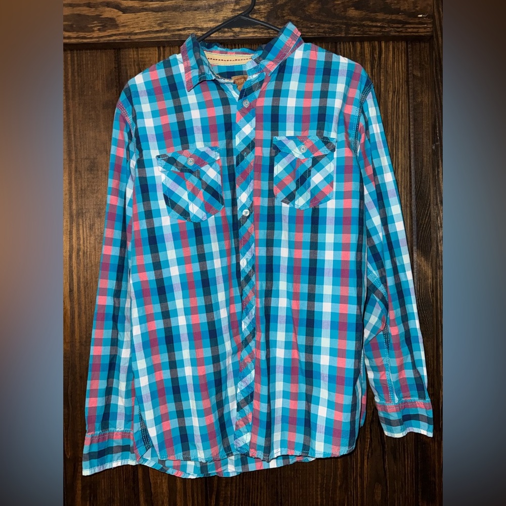Red Camel Multicolor Plaid Button Down Shirt